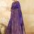 Purple women woven design zari silk blend designer banarasi saree