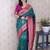 Teal ethnic motifs zari silk blend banarasi saree
