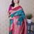 Teal ethnic motifs zari silk blend banarasi saree