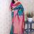 Teal ethnic motifs zari silk blend banarasi saree