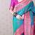 Teal ethnic motifs zari silk blend banarasi saree