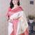Cream ethnic motifs zari silk blend heavy work banarasi saree