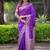 Purple ethnic motifs zari silk blend handloom banarasi saree