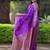 Purple ethnic motifs zari silk blend handloom banarasi saree