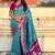 Blue woven design zari banarasi saree with blouse piece