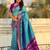 Blue woven design zari banarasi saree with blouse piece