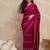 Magenta striped sequinned satin designer saree