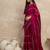 Magenta striped sequinned satin designer saree