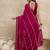 Magenta striped sequinned satin designer saree
