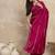 Magenta striped sequinned satin designer saree