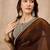 Brown embellished border organza  saree with coding lace