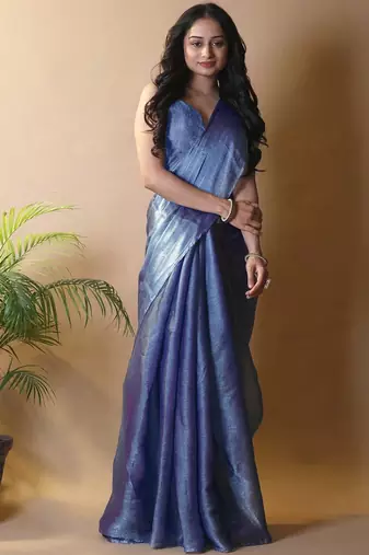 Blue saree with blouse piece