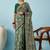 Green ethnic motifs embroidered silk blend banarasi saree