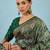 Green ethnic motifs embroidered silk blend banarasi saree