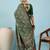 Green ethnic motifs embroidered silk blend banarasi saree