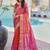 Red bandhani embroidered poly chiffon designer bandhani saree