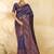 Navy blue floral zari silk blend designer banarasi saree