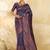 Navy blue floral zari silk blend designer banarasi saree