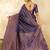 Navy blue floral zari silk blend designer banarasi saree