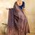 Navy blue floral zari silk blend designer banarasi saree