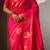 Pink woven design zari banarasi saree with blouse piece