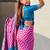 Magenta floral zari silk blend designer banarasi saree