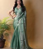 Sea green saree with blouse piece