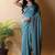 Teal silk cotton saree with blouse piece