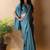 Teal silk cotton saree with blouse piece