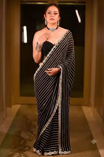 Black Embroidery And sequin Work Georgette Saree