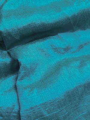 Teal silk cotton saree with blouse piece 5