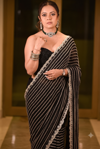 Black Embroidery And sequin Work Georgette Saree