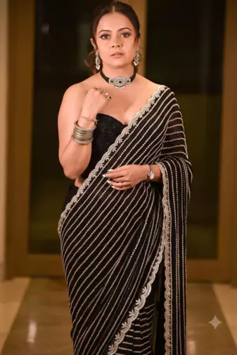 Black Embroidery And sequin Work Georgette Saree