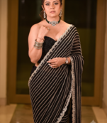 Black Embroidery And sequin Work Georgette Saree