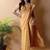 Yellow silk cotton saree with blouse piece