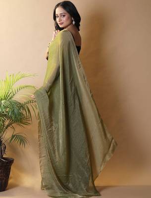 Olive poly georgette saree 3