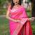 Pink ethnic motifs zari silk blend handloom banarasi saree
