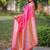 Pink ethnic motifs zari silk blend handloom banarasi saree