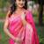 Pink ethnic motifs zari silk blend handloom banarasi saree