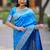 Blue woven design zari silk blend handloom banarasi saree