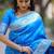 Blue woven design zari silk blend handloom banarasi saree