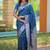 Teal ethnic motifs zari silk blend handloom banarasi saree