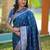 Teal ethnic motifs zari silk blend handloom banarasi saree