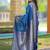 Teal ethnic motifs zari silk blend handloom banarasi saree