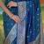 Teal ethnic motifs zari silk blend handloom banarasi saree