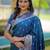 Teal ethnic motifs zari silk blend handloom banarasi saree