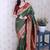 Green ethnic motifs zari silk blend banarasi saree