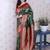 Green ethnic motifs zari silk blend banarasi saree