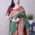 Green ethnic motifs zari silk blend banarasi saree