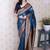 Teal ethnic motifs zari silk blend banarasi saree